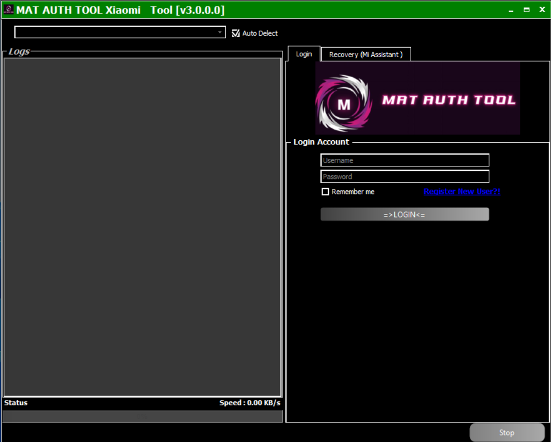 MAT AUTH Tool Interface